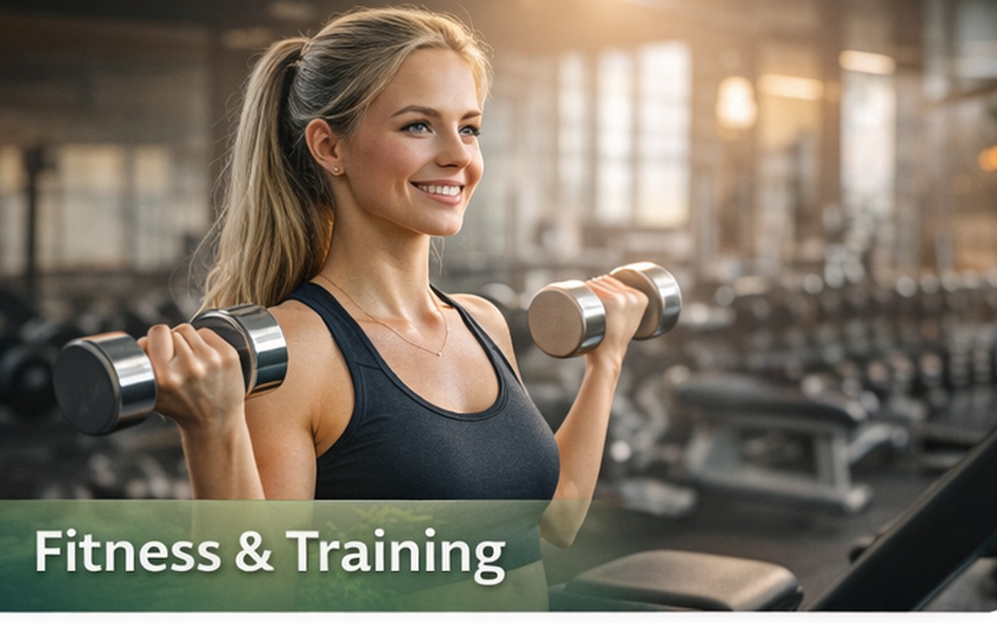 Fitness: junge blonde Trainerin im Gym